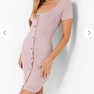 Button Through Short Sleeve Mini Dress